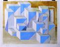 Blue, White and Orange       23¼" x 26"